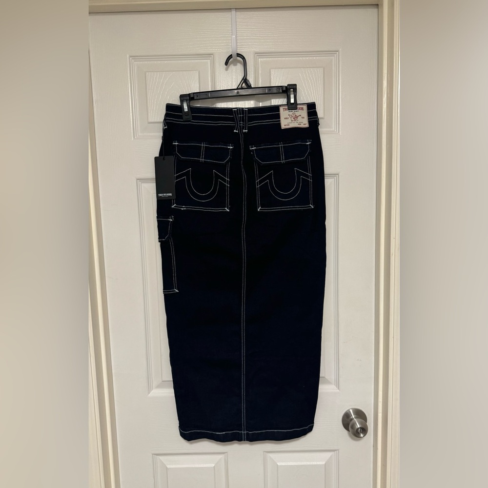 True Religion denim cargo maxi skirt